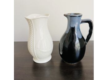 Small Galway Vase And Pottery Pitcher