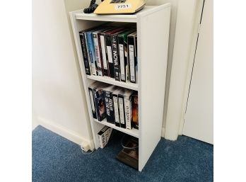 Small White Shelf With VHS Tapes