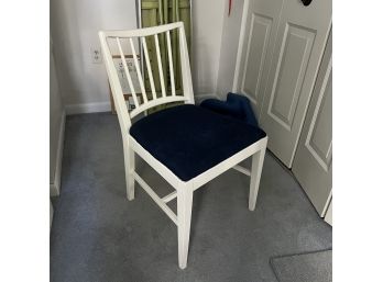 White Chair With Dark Blue Seat