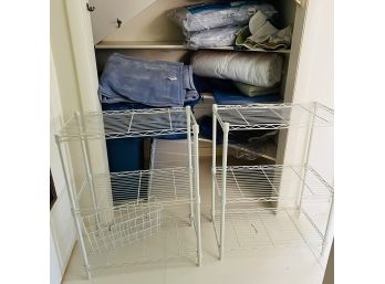 Set Of Two White Wire Shelving Units (Upstairs)