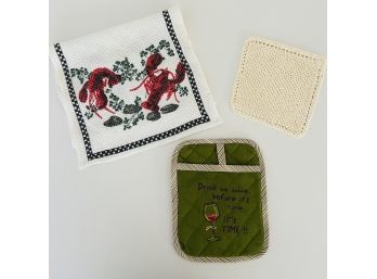 Lot Of 3 Including Pot Holder And Kitchen Towel