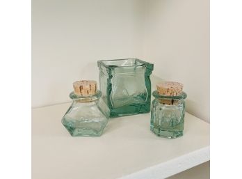 Set Of Three Small Glass Vessels (Upstairs)