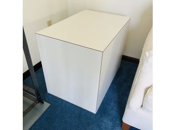 Post Modern White Laminate Box Style End Table