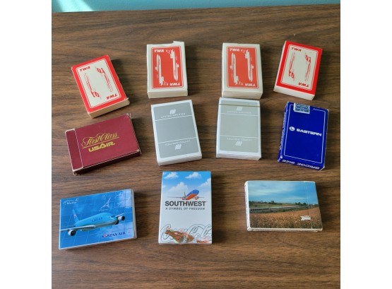 Vintage Airline Playing Cards: TWA, Southwest, US Air, Korean Air, Eastern, United - Plus Amtrak
