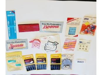 Sewing Notions Lot. Snaps, Fasteners, Needles, Covered Buttons, More