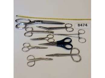 Large Lot Of Scissors, Tweezers, Some Made In Germany, Pair Of Singer Scissors