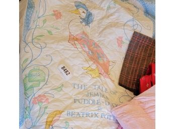 Beatrix Potter Quilt Piece 35 X 35 And Misc Fabric