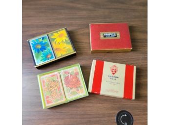 Playing Cards: Vintage Florals, Piatnik, And Haddon Hall Gilt Edge Cards