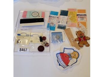 Sewing Lot Including Clear 7 X 5 X 1' Box