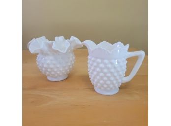 Vintage Milk Glass Pitcher And Dish