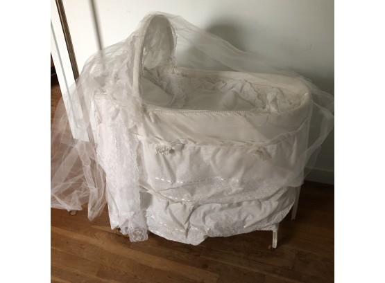 Vintage Baby Bassinet With Bedding