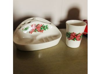 Holiday Toothbrush And Soap Holder With Cup