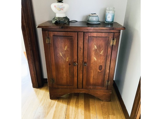 Vintage Pine Cabinet With Stenciled Design (Hallway)