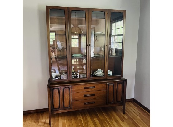 Mid-Century Modern Glass Front China Cabinet With Drawer And Cabinet Storage Sold By Barbo's Furniture