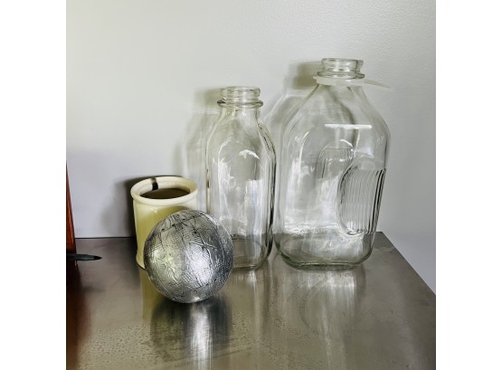 Glass Bottles, Candle And Silver Orb (Kitchen)
