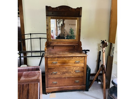 Antique Victorian Wash Stand With Mirror (Basement)