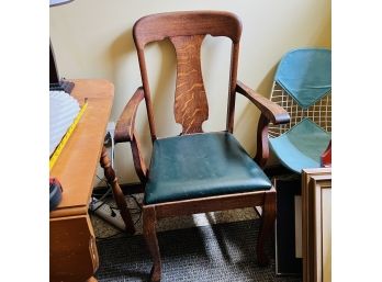 Wooden Chair With Green Seat (Basement Room)