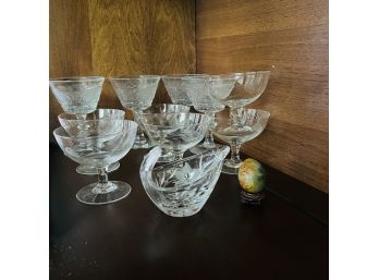 Assorted Vintage Glassware And Decorative Egg On Stand (Kitchen)