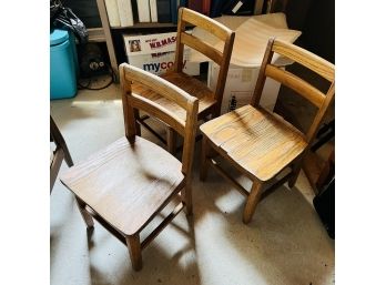 Set Of Three Vintage Wooden Kids Chairs (Basement)