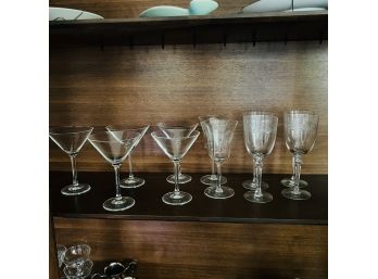 Etched Crystal Glasses And Martini Glasses (Kitchen)