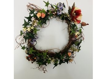Wreath With Faux Florals (Living Room)