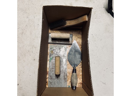 Box Tool Lot - Including Mortar Tools And Wire Brush