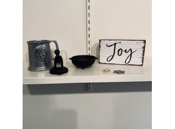 Decorative Lot - Includes Metal Mug, Joy Sign, And More