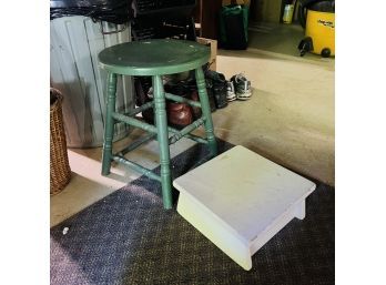 Green Stool And White Foot Stool