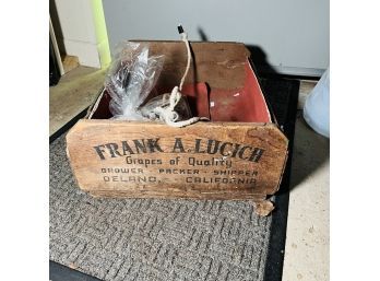 Vintage Wooden Grape Crate With Rope Handle