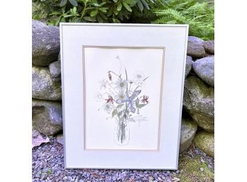 Floral Print Framed With Glass