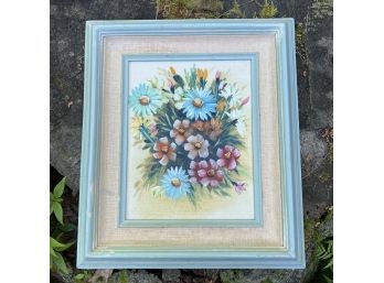 8x10 Canvas Floral Painting  In Frame - Signed On Back 'Gordon'