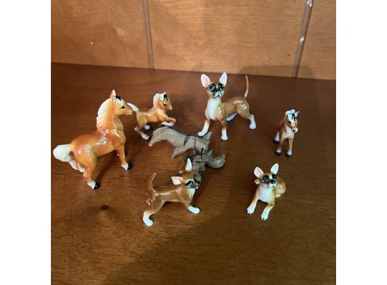 Lot Of Small Porcelain Dogs And Horses