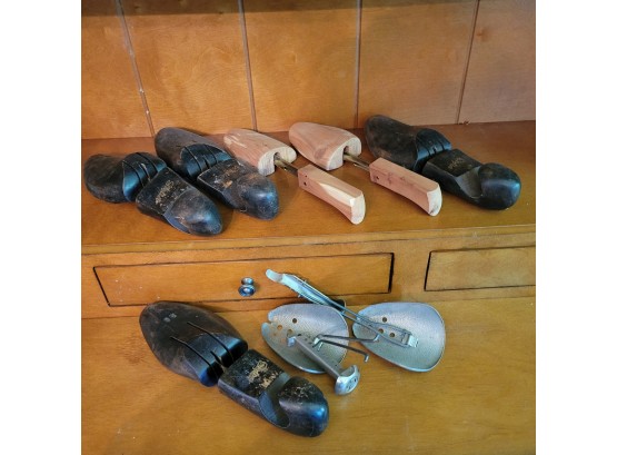 Vintage Metal And Wooden Shoe Forms