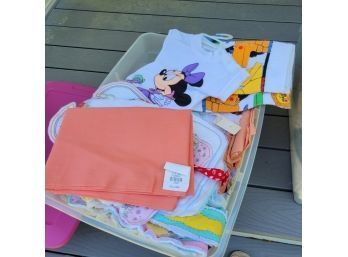 Fabric Scraps, Cut Parts To Make Baby Bibs-pink Lid Tote