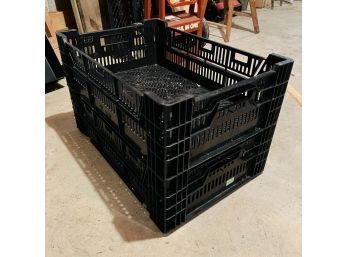 Pair Of Black Plastic Crates (Basement)