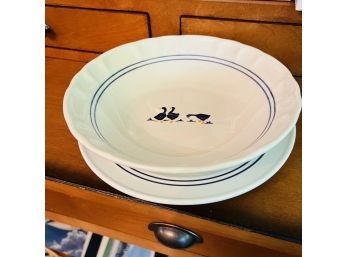 Vintage Geese Bowl And Plate