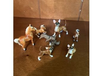 Lot Of Small Porcelain Dogs And Horses