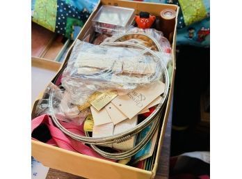 Sewing Notions, Zippers And Trim Box Lot