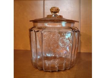 Vintage Pink Depression Glass Jar With Lid