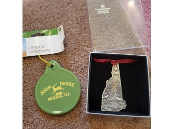 Pewter NH Ornament And John Deere Ornament