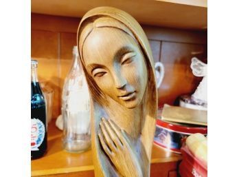 Vintage Blessed Mother Wooden Figurine
