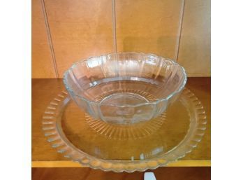 Vintage Glass Bowl And Platter