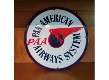 Round Pan American Airways Tin Sign