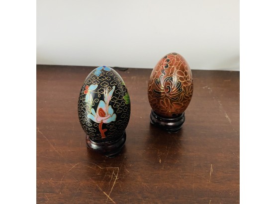 Floral Painted Eggs With Stands