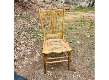 Vintage Farmhouse Press Back Chair With Cane Seat