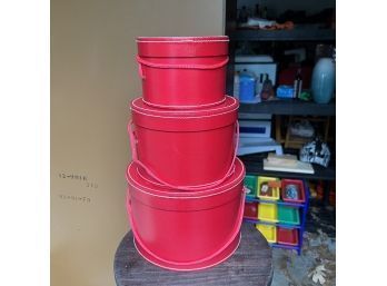 Set Of Three Red Hat Boxes