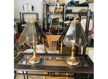 Pair Of Vintage Glass Lamps