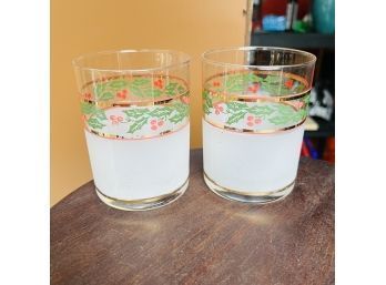 Set Of Two Vintage Holiday Tumblers