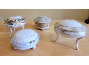 Vintage Footed Nippon Trinket Dishes With Lids - Set Of Four