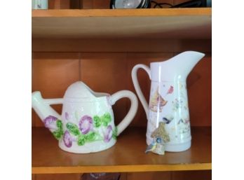 Ceramic Watering Can And Margolien Baskin Pitcher And Magnet